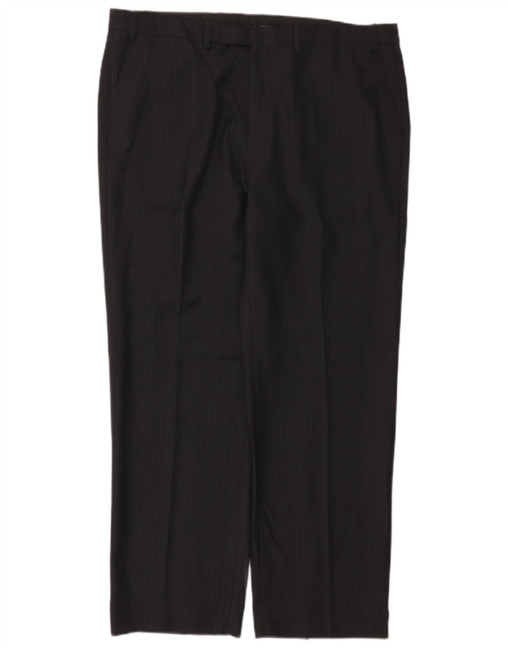 Marks & Spencer Herre lige jakkesætsbukser W40 L31 Marineblå nålestribe