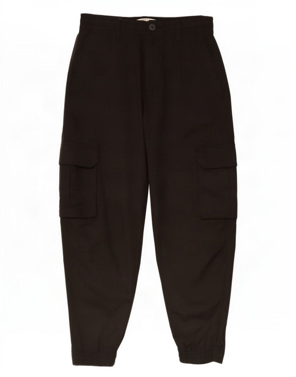 Zara Womens High Waist Joggers Cargo Bukser Small W27 L25 Black Polyester