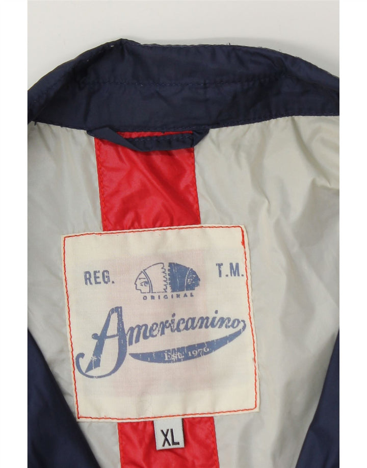 Americanino Herre Bomber Jacket UK 42 XL Navy Blue Colourblock Polyamid