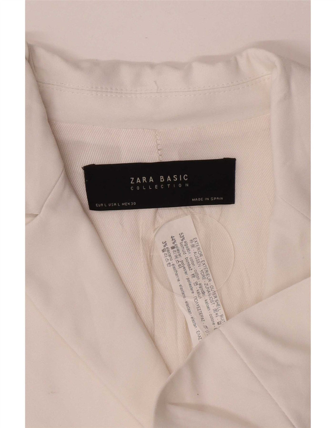 Zara Dame 1 Knap Blazer Jakke UK 14 Stor Hvid Bomuld
