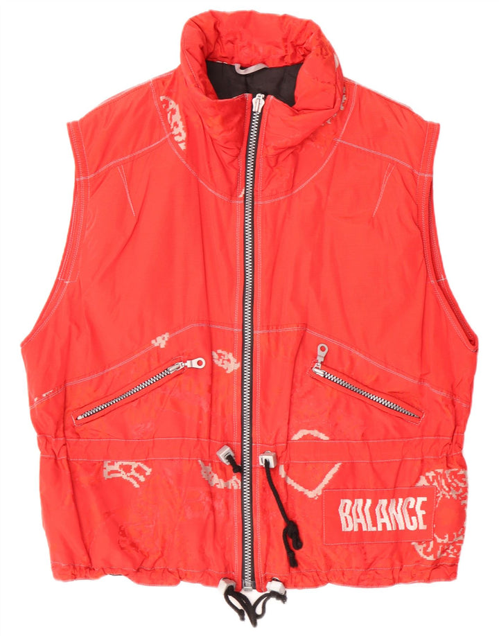 VINTAGE Herre Grafisk Gilet UK 40 Large Rød Polyamid