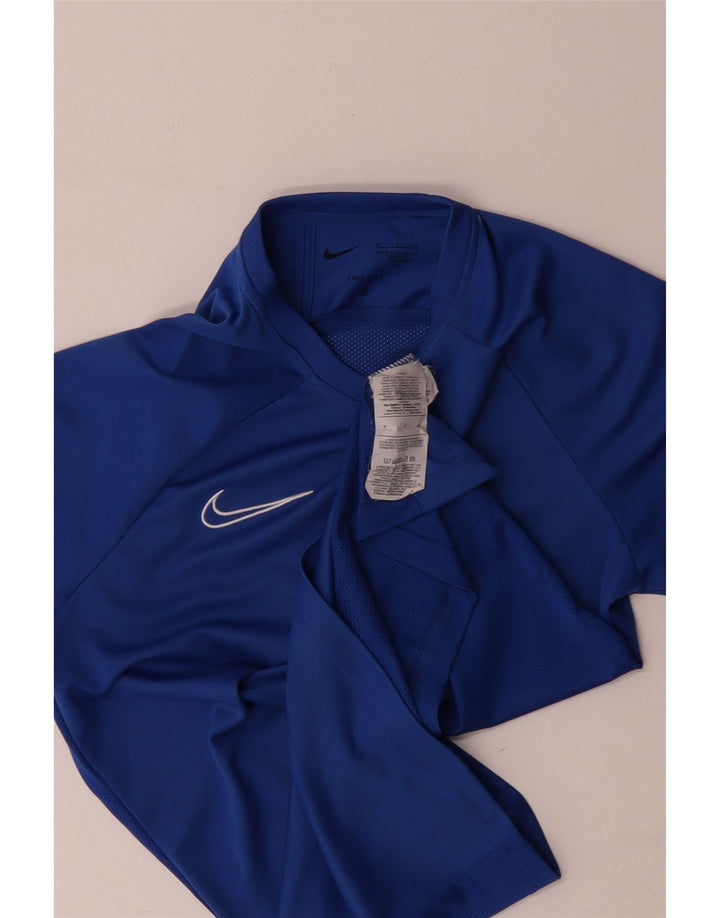 NIKE Herre Dri Fit T-Shirt Top Lille Blå Colourblock Polyester
