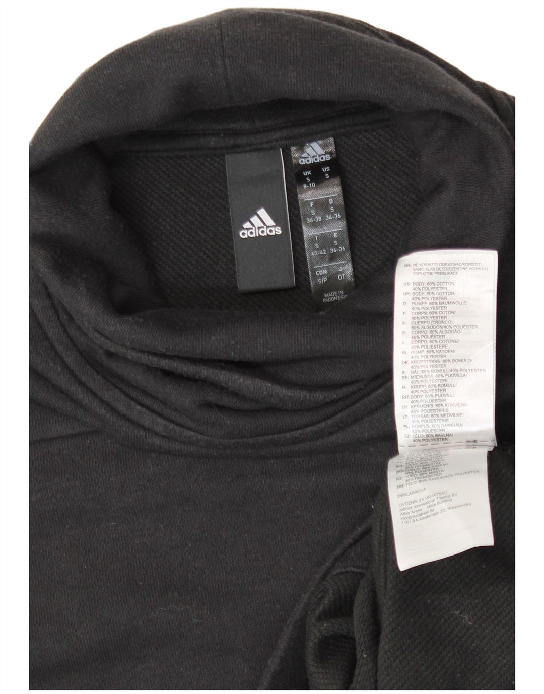 Adidas Graphic Sweatshirt Jumper UK 8/10 Small Black Bomuld