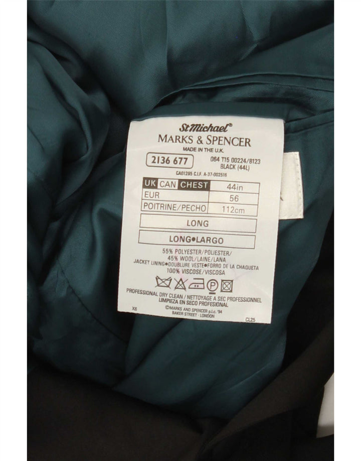 Marks & Spencer Herre lang 2-knaps blazerjakke UK 44 XL Sort Polyester