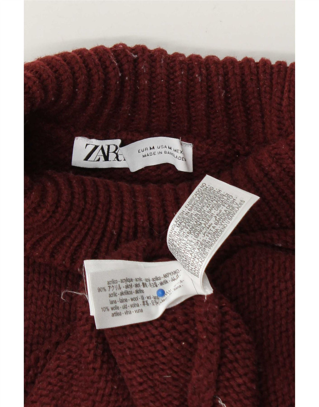 Zara Dame Oversized Turtle Neck Jumper Sweater UK 14 Medium Burgundy