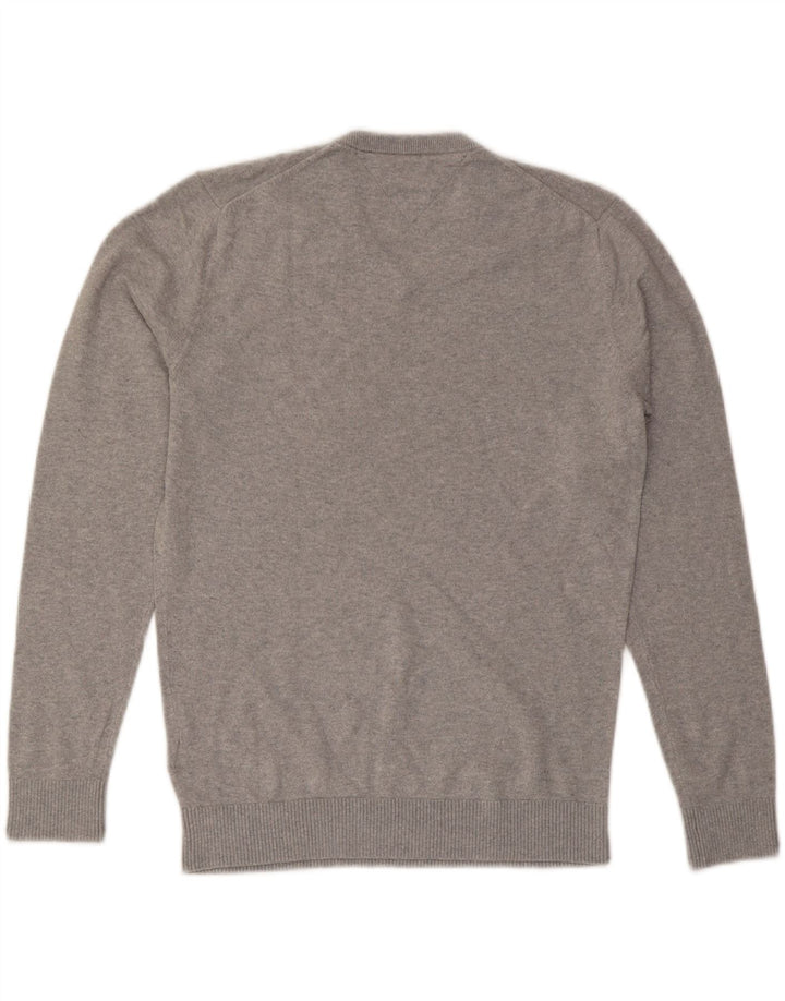 TOMMY HILFIGER Mens V-Neck Jumper Sweater Medium Grey Cotton Vintage Tommy Hilfiger and Second-Hand Tommy Hilfiger from Messina Hembry 