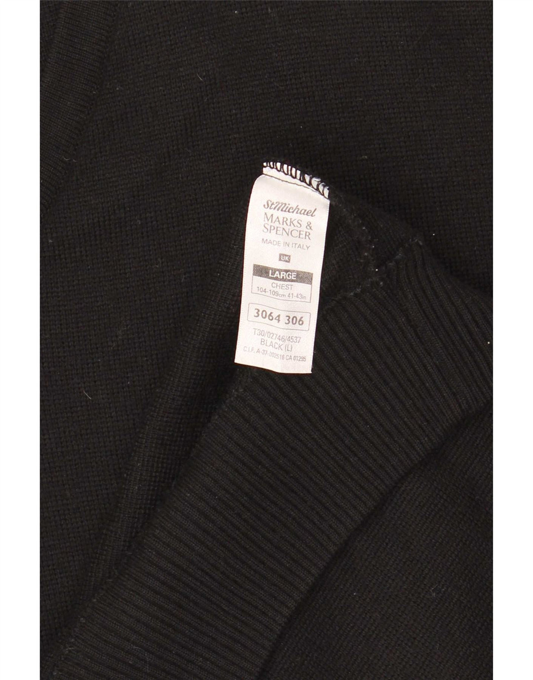 Marks & Spencer Herre V-hals sweater Stor sort stribet uld