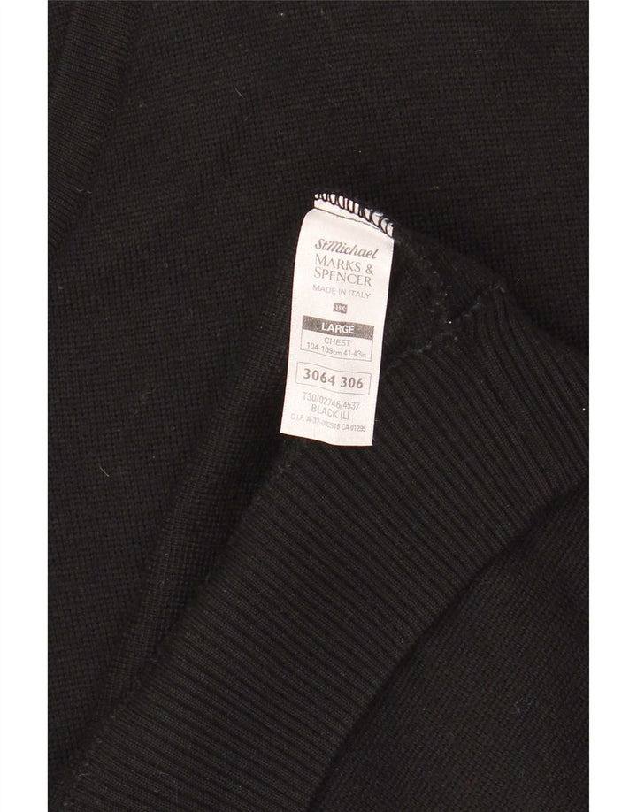 Marks & Spencer Herre V-hals sweater Stor sort stribet uld