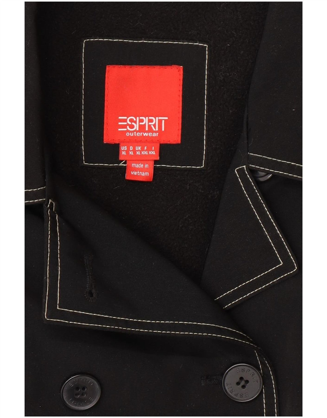 Esprit Dame Sherpa Pea Coat UK 18 XL Sort Polyester