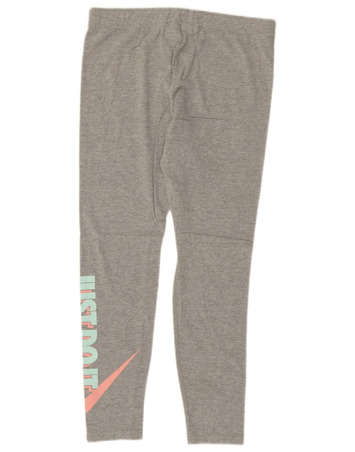 NIKE Womens Graphic Leggings UK 16 Large Grey Cotton