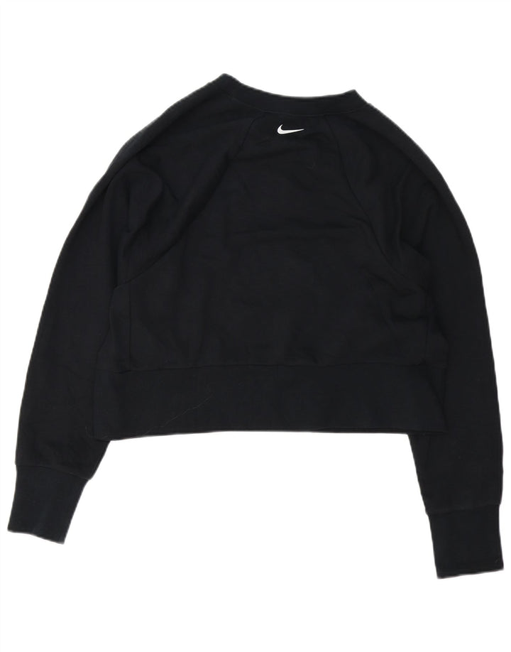 Nike Dame Dri Fit Crop Oversized Sweatshirt Jumper UK 10 Lille Sort