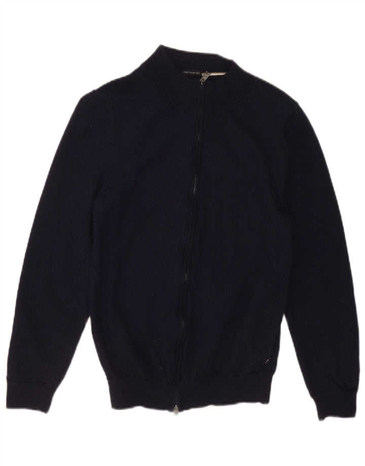 Hugo Boss Dame Cardigan Sweater UK 12 Medium Navy Blue Virgin Wool