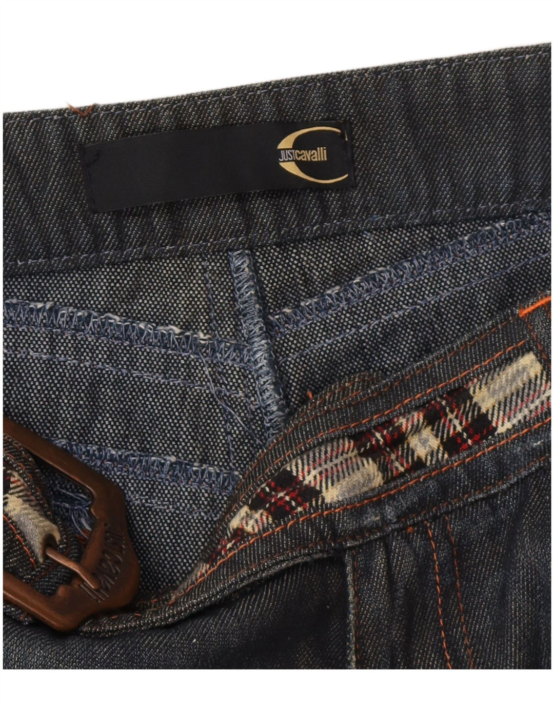 Just Cavalli Dame Straight Jeans IT 44 Medium W32 L27 Marineblå Designer