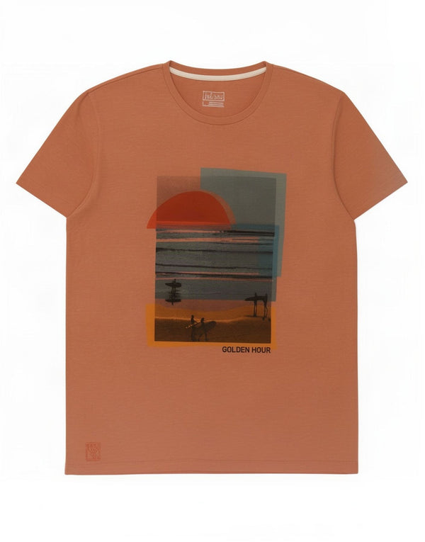 Fat Face Herre grafisk T-shirt Top Stor Orange Flecked Bomuld