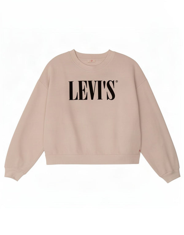 Levi's Womens Crop Graphic Oversized Sweatshirt Jumper UK 14 Medium White