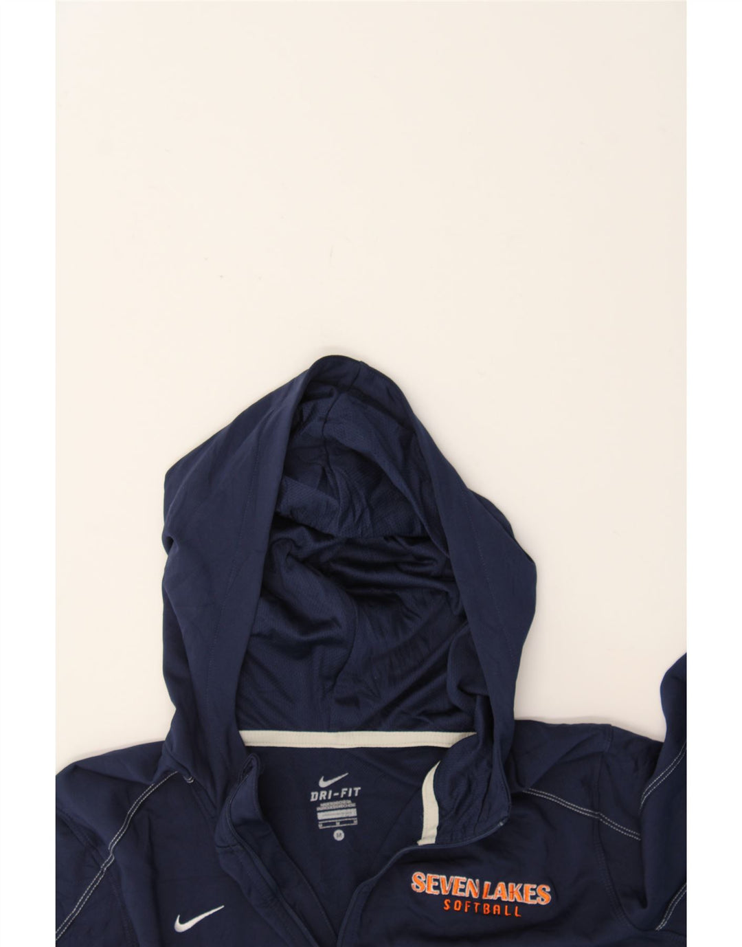 NIKE Mens Dri Fit Graphic Zip Neck Hoodie Jumper Medium Navy Blue Vintage Nike and Second-Hand Nike from Messina Hembry 