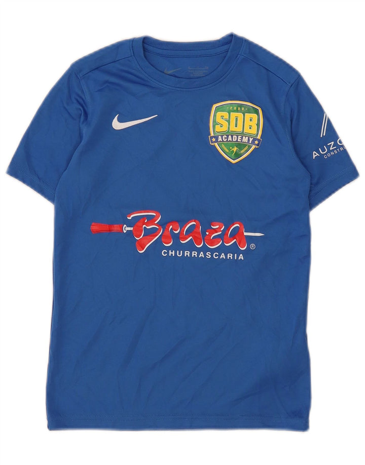Nike drenge Dri Fit grafisk T-shirt top 8-9 år lille blå polyester