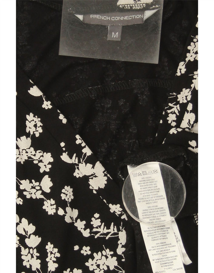 FRENCH CONNECTION Womens A-Line Dress UK 14 Medium Black Floral Viscose Vintage French Connection and Second-Hand French Connection from Messina Hembry 
