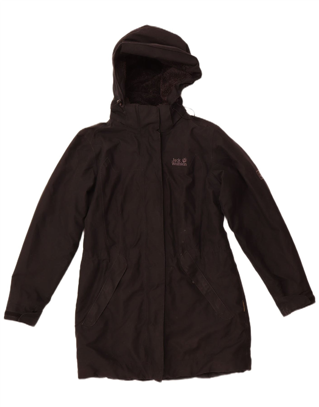 JACK WOLFSKIN Dame hætte vindjakke UK 12/14 Medium Sort