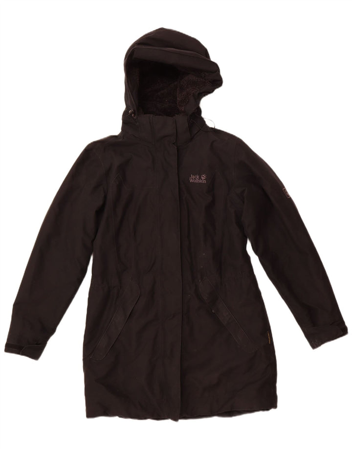 JACK WOLFSKIN Dame hætte vindjakke UK 12/14 Medium Sort
