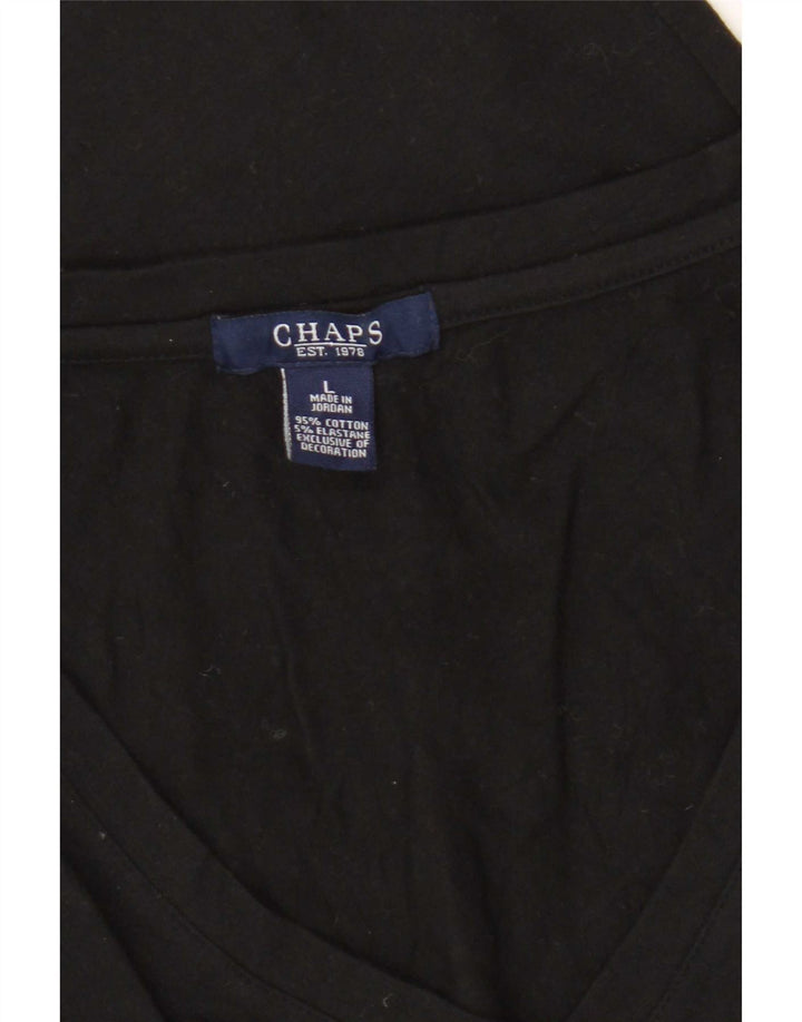 Chaps Dame T-Shirt Top UK 14 Stor Sort Bomuld