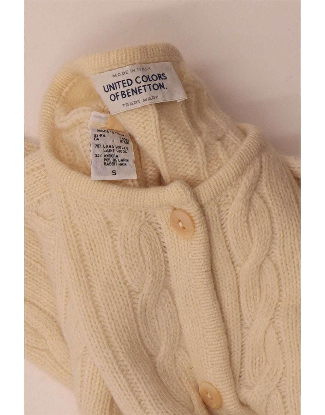 Benetton Womens Oversized Cardigan Sweater UK 10 Small Off White Uld