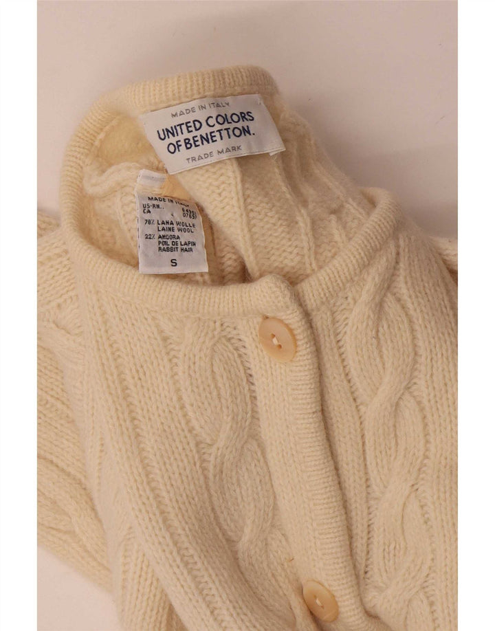 Benetton Womens Oversized Cardigan Sweater UK 10 Small Off White Uld