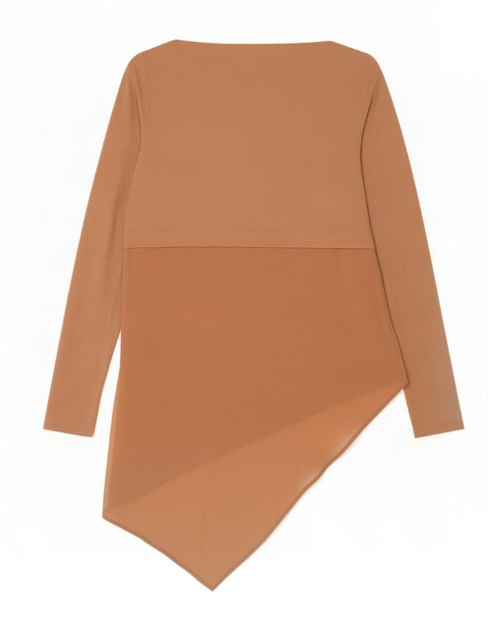 Zara Dame Asymmetrisk Tunika Top UK 12 Medium Beige