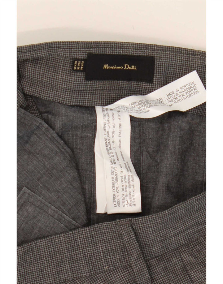 Massimo Dutti Herre Slim Suit Bukser EU 46 XL W36 L33 Grå Houndstooth
