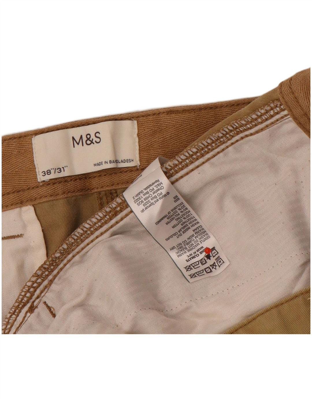 Marks & Spencer Straight Cargo bukser til mænd W38 L31 brun bomuld