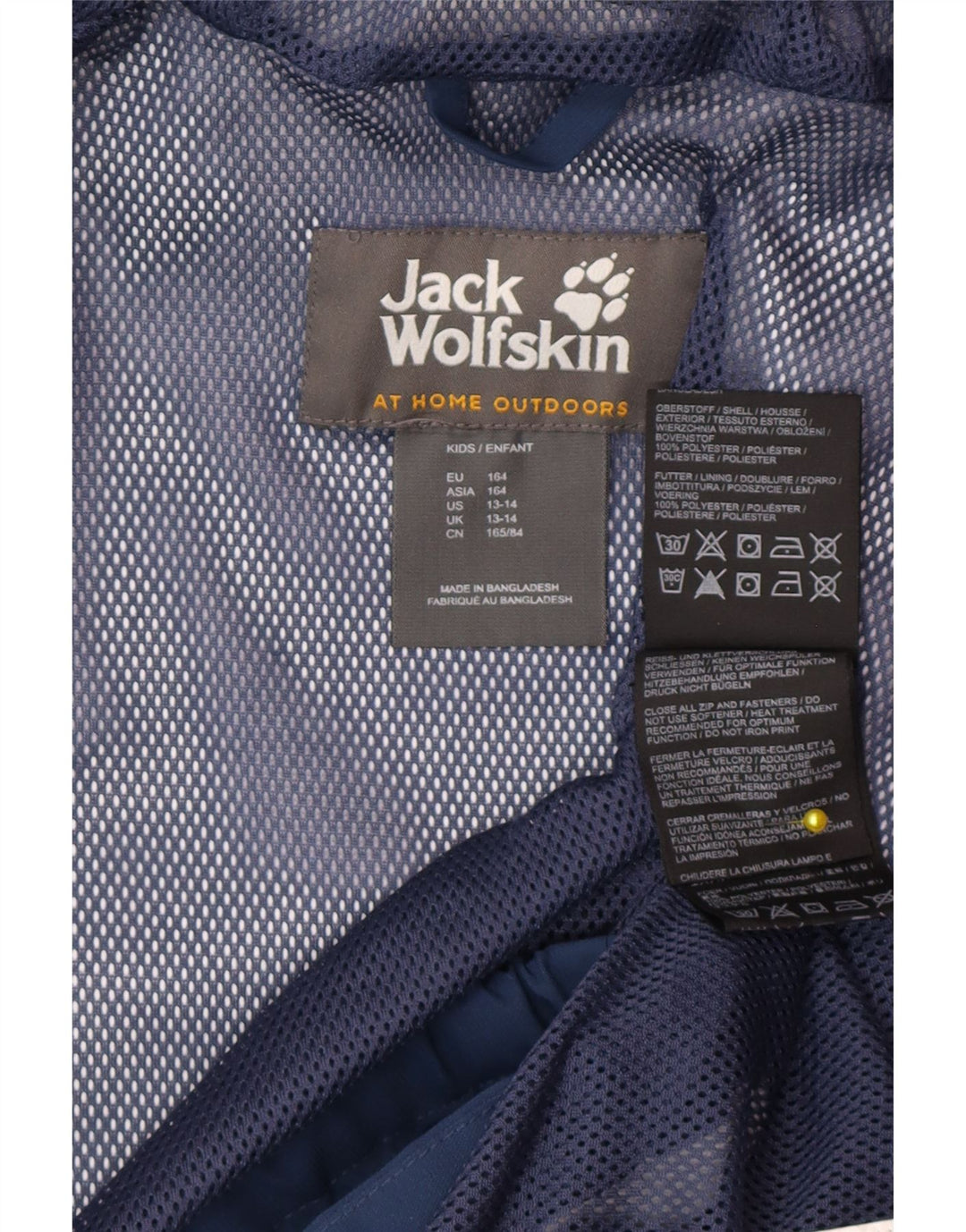 Jack Wolfskin Drenge Hætte Regnjakke 13-14 År Marineblå Polyester