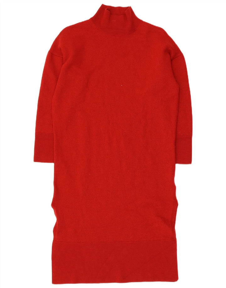 Cos Dame 3/4 ærmet oversize jumperkjole UK 10 Lille rød uld