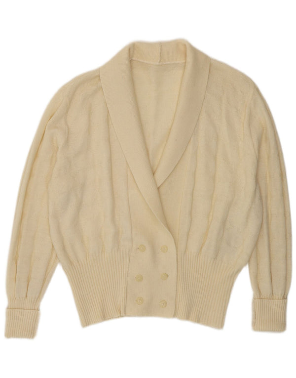 Vintage Dame Dobbeltradet Cardigan Sweater UK 14 Large Off White
