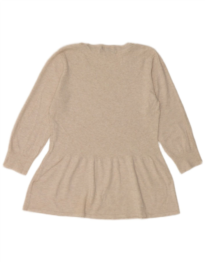 Marks & Spencer Dame Top 3/4 ærmer UK 12 Medium Beige Flecked Viscose