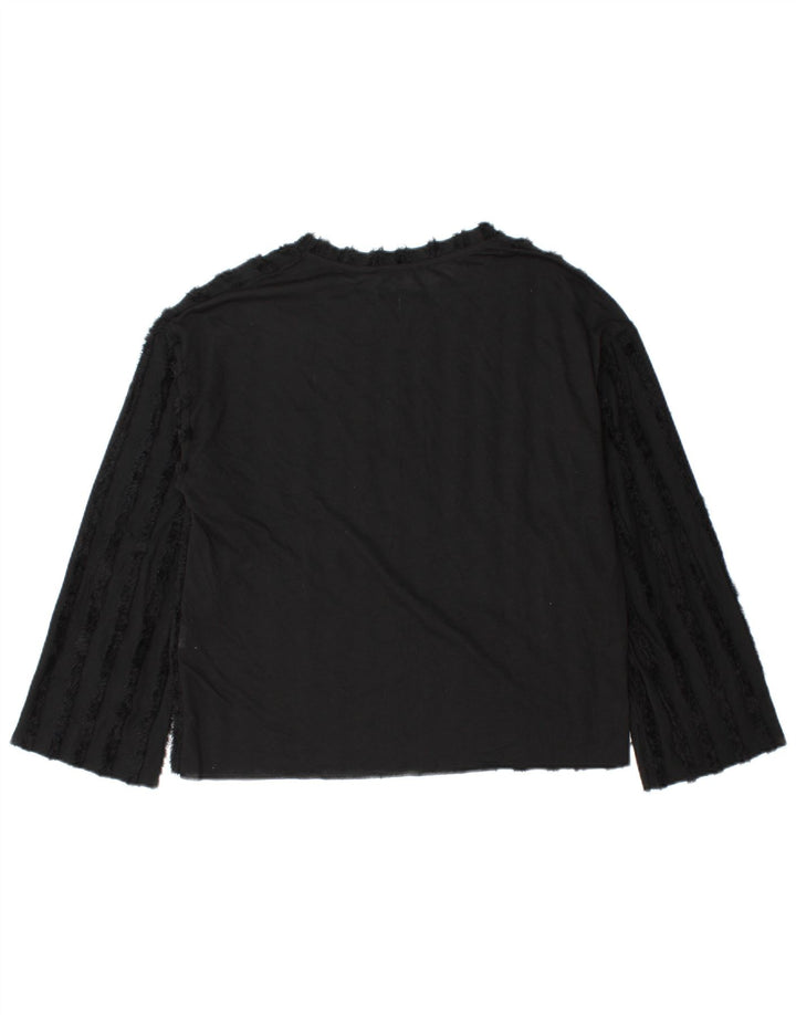 Zara Dame Langærmet Bluse Top UK 14 Medium Sort Polyester