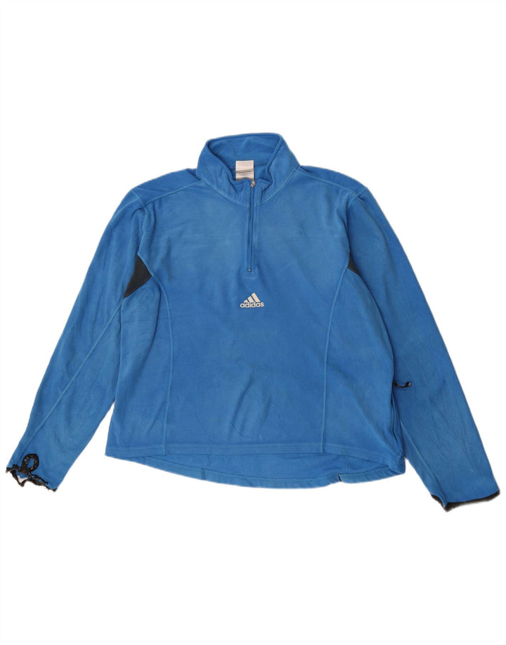 Adidas Dame Loose Fit Zip Neck Top Langærmet Medium Blue Polyester