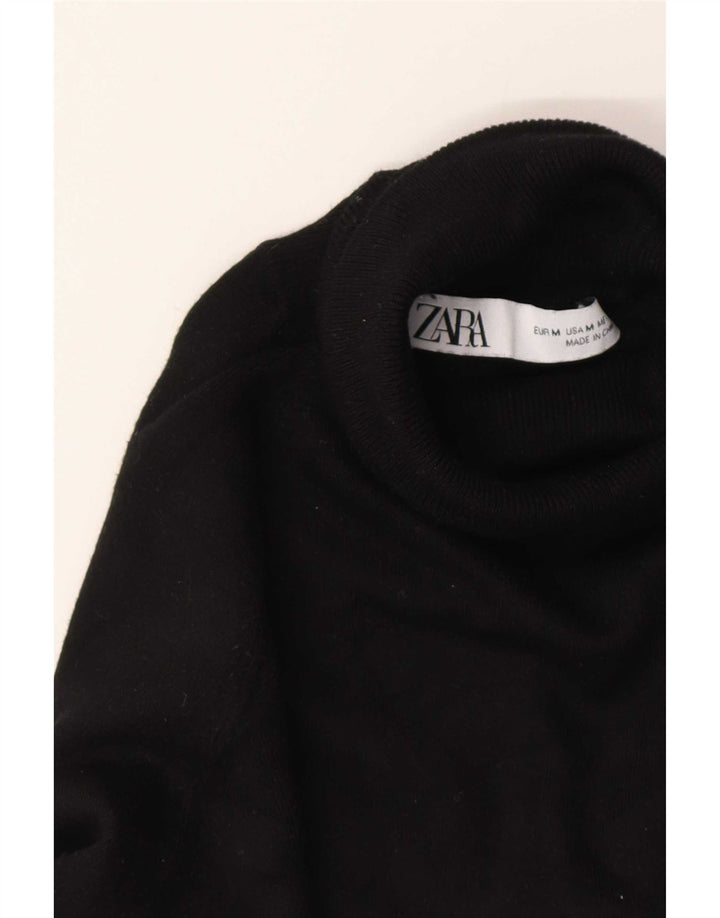Zara Dame Rullehals Sweater UK 14 Medium Sort