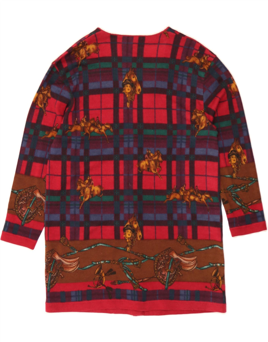 MARINA SPORT Womens Graphic Cardigan Sweater UK 14 Medium Red Check Vintage Marina Sport and Second-Hand Marina Sport from Messina Hembry 