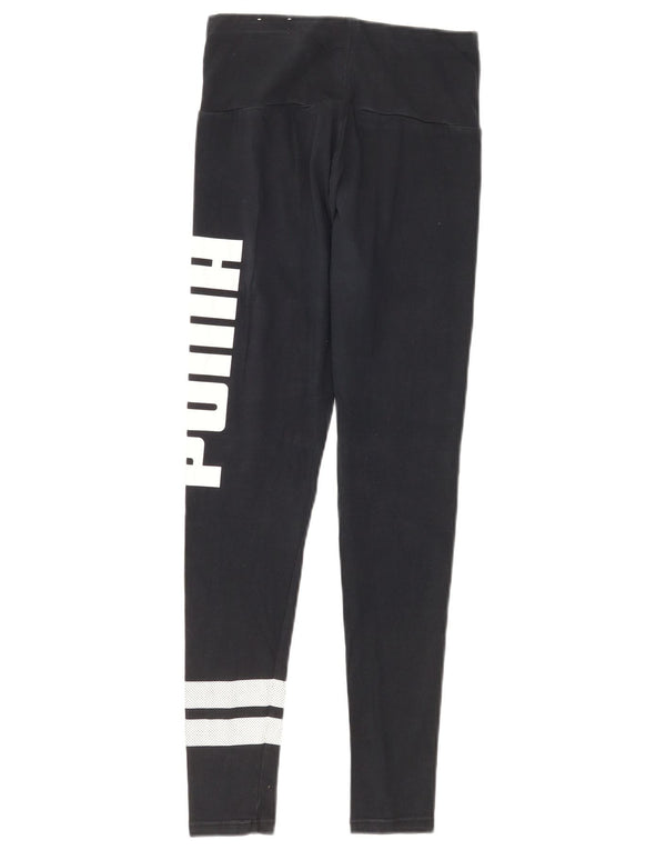 Puma Graphic Leggings til kvinder UK 8 Small Navy Blue Cotton