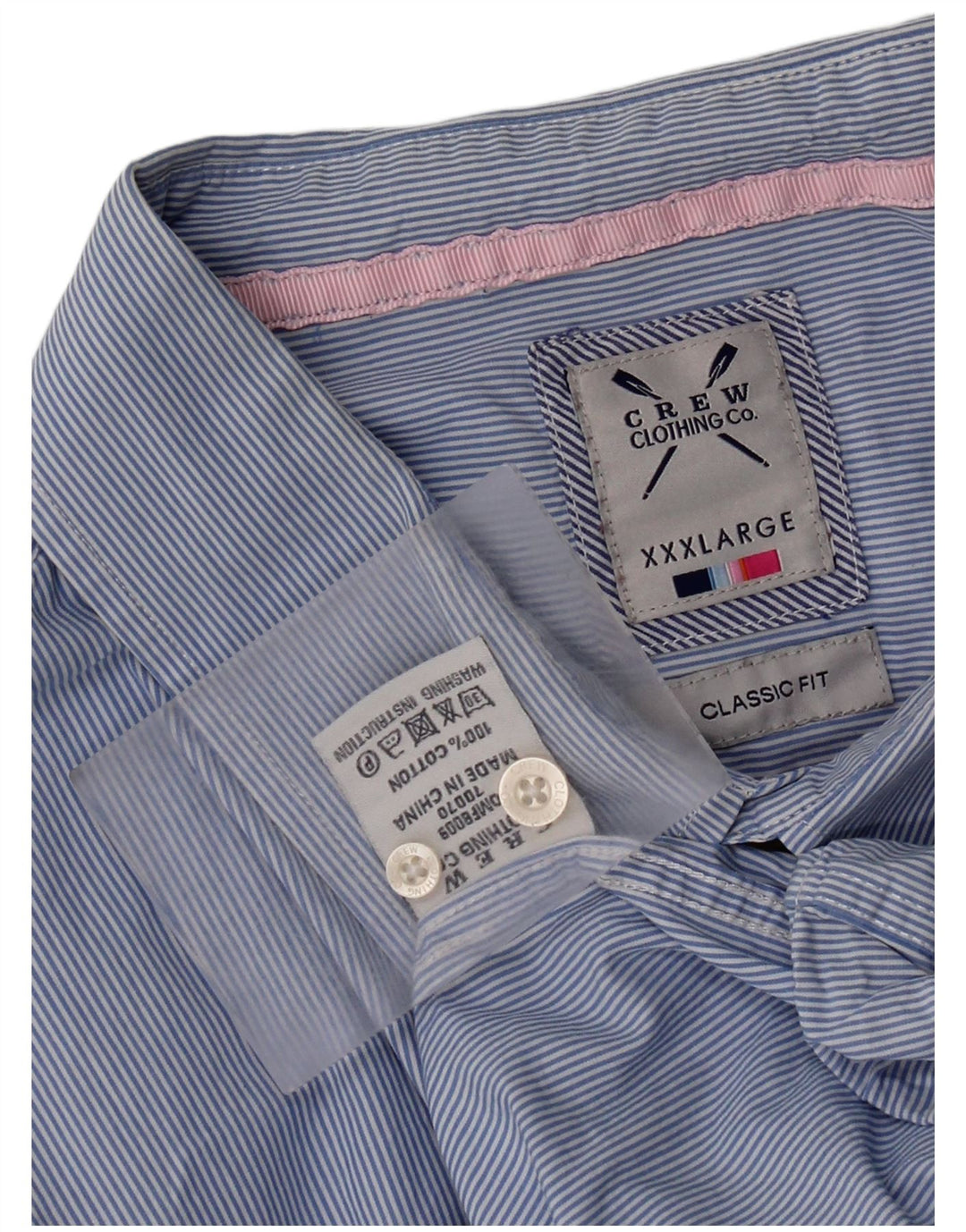 Crew Clothing Herre Classic Fit skjorte 3XL blå stribet bomuld