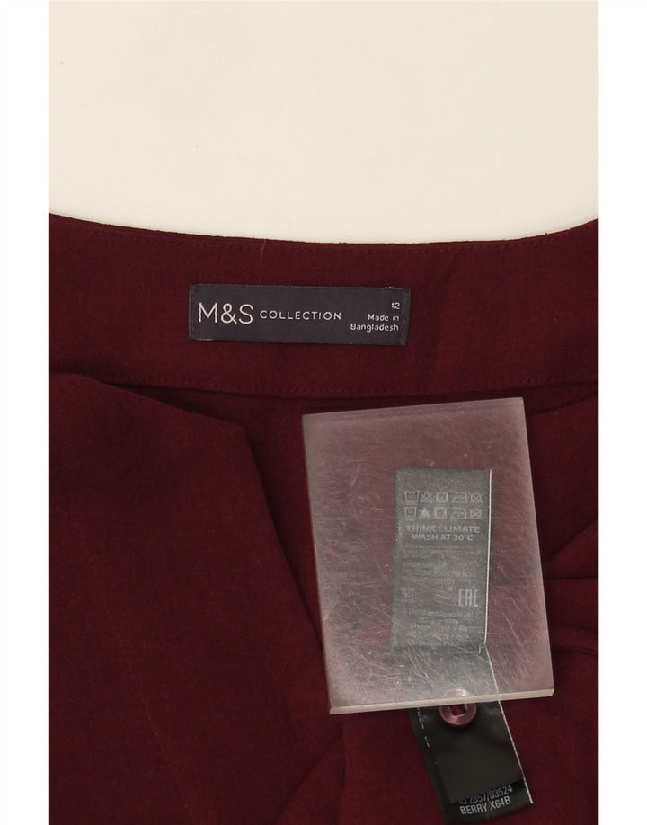 Marks & Spencer Dame Langærmet Bluse Top UK 12 Medium Burgundy