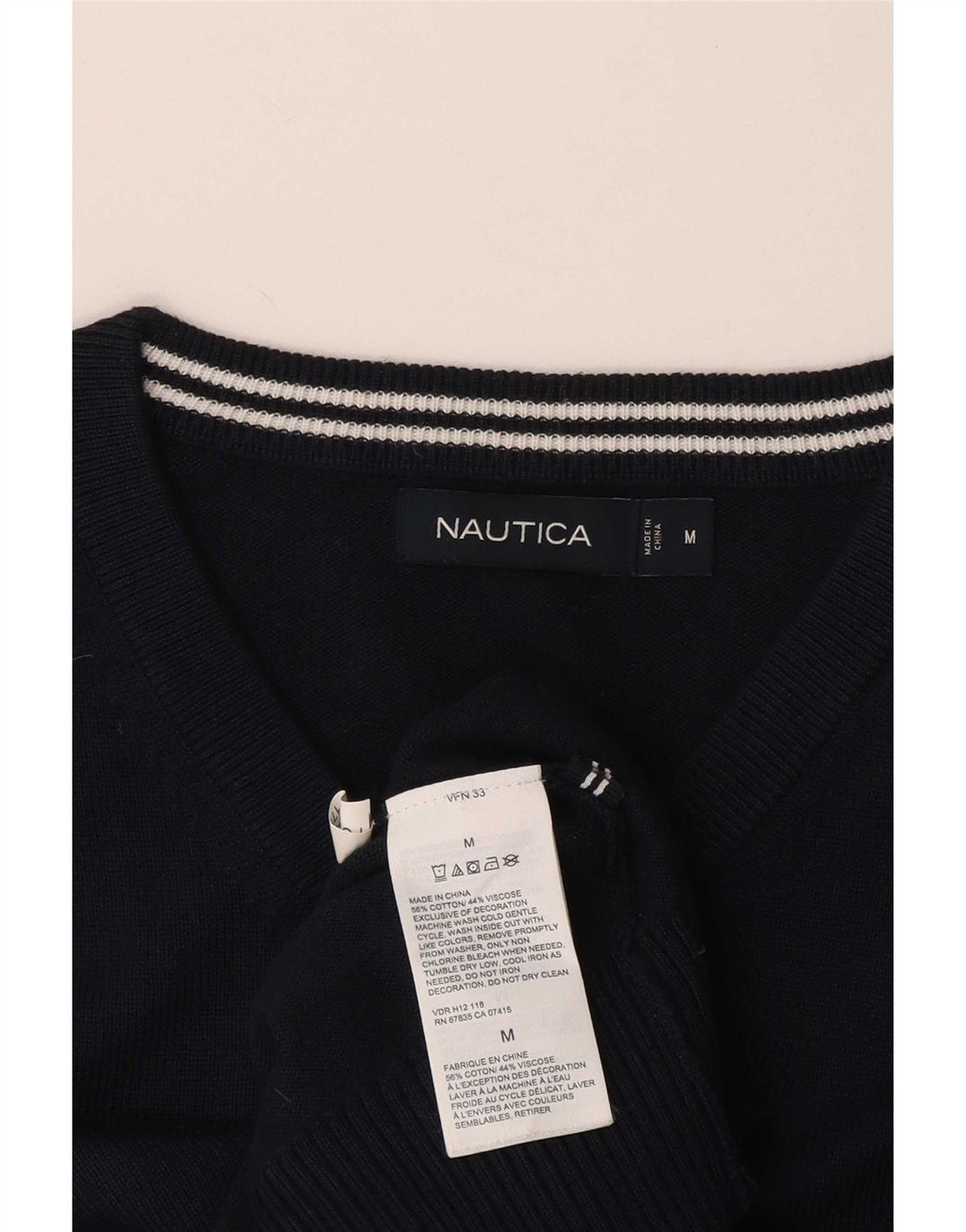 Nautica Herre V-hals sweater Medium Marineblå Bomuld