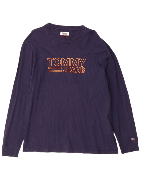Tommy Hilfiger Herre grafisk top langærmet 2XL marineblå bomuld