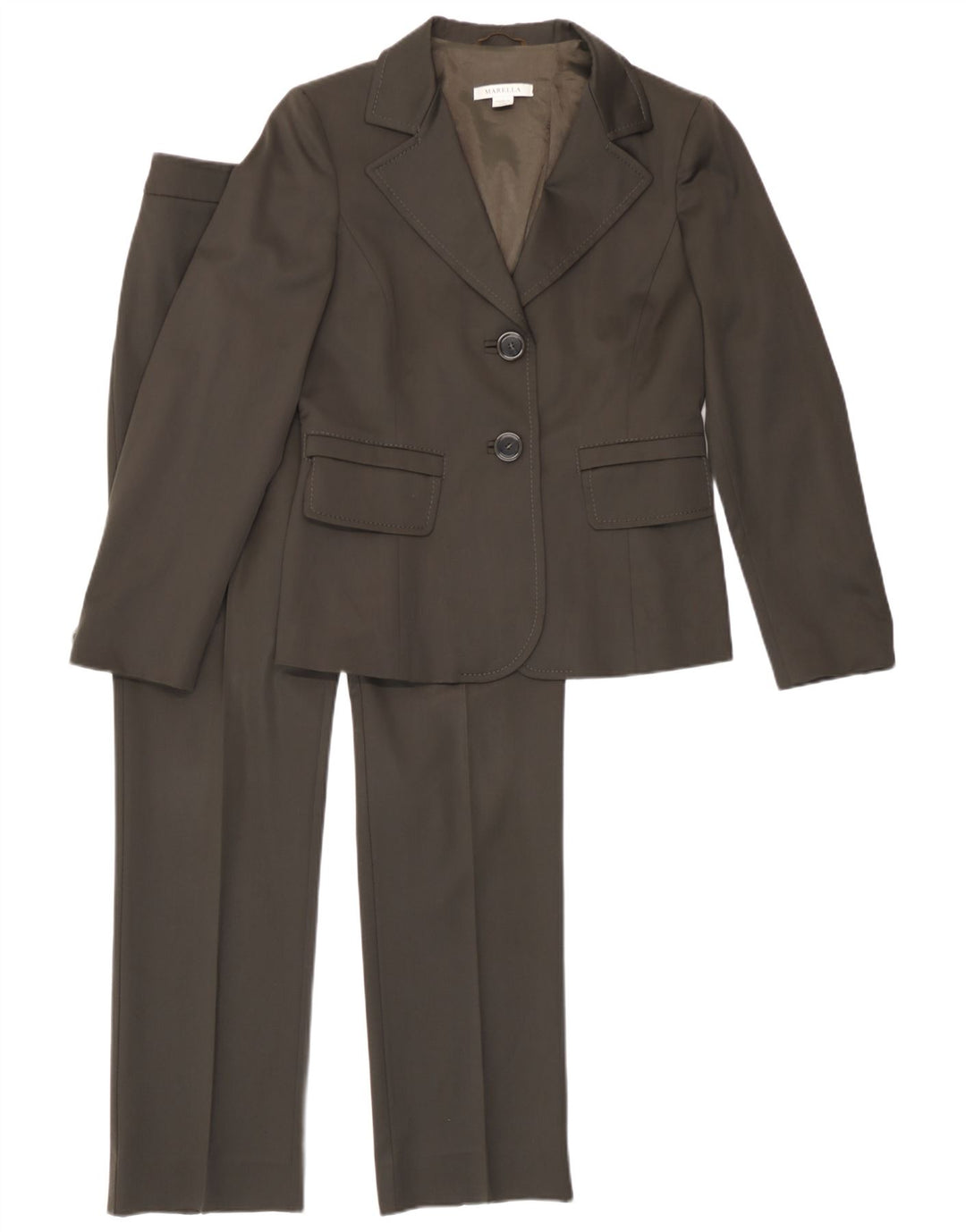 Marella Damedragt med 2 knapper, 2 dele UK 10 Small W27 L30 Brun Uld