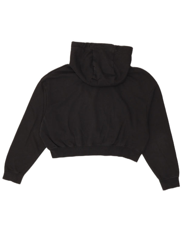 Nike Dame Oversized Graphic Crop Hoodie Jumper UK 10 Small Black Bomuld