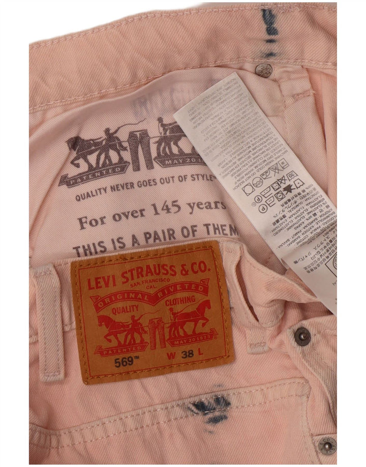 LEVI'S Herre 569 denimshorts W38 XL Pink Tie Dye Bomuld