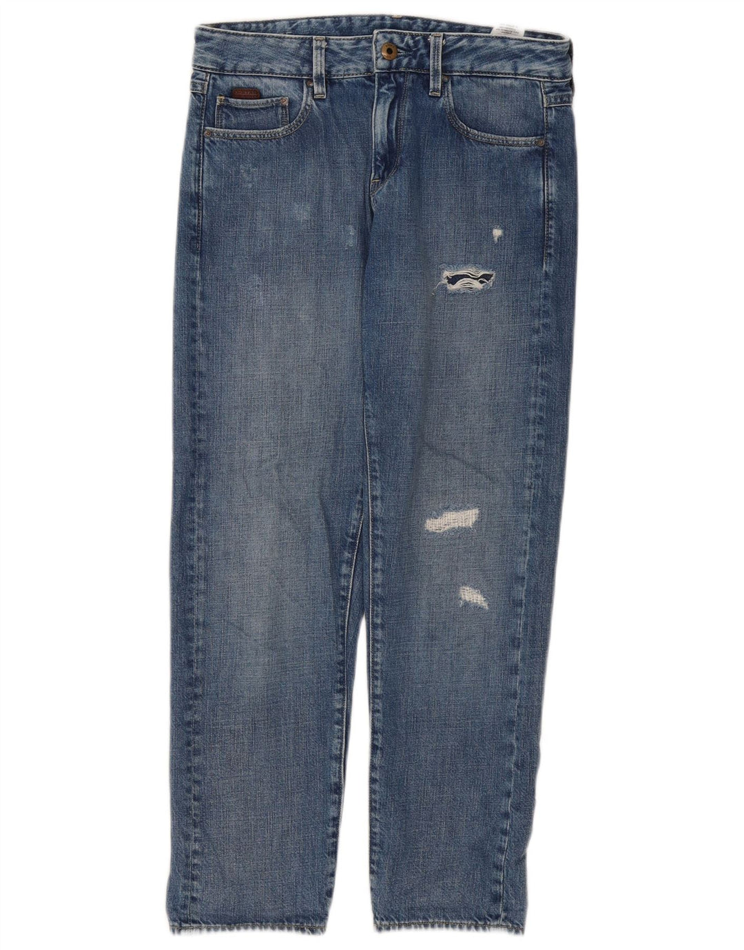 G-Star Dame Distressed Straight Jeans W24 L30 Blå Bomuld