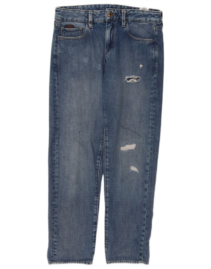 G-Star Dame Distressed Straight Jeans W24 L30 Blå Bomuld