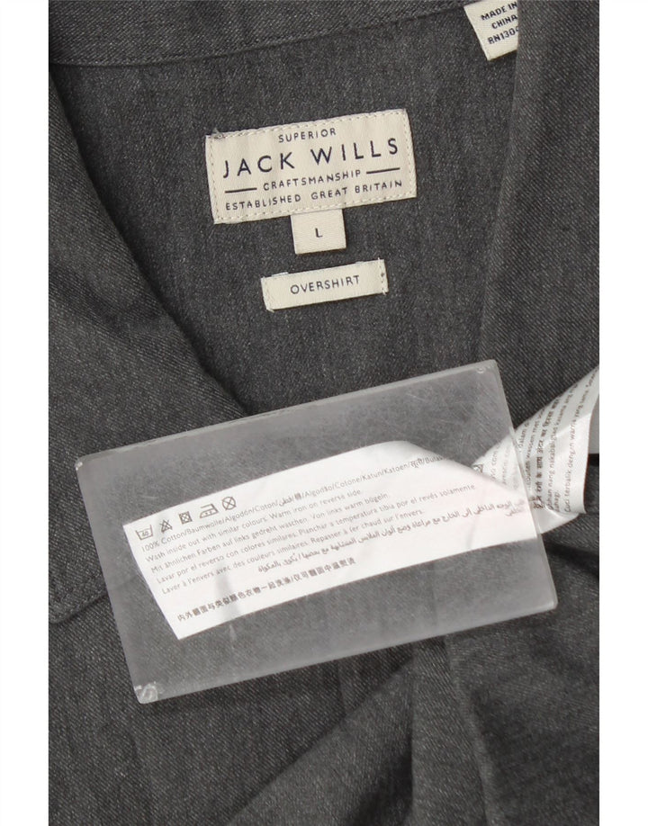 Jack Wills Herre Overshirt Skjorte Stor Grå Bomuld