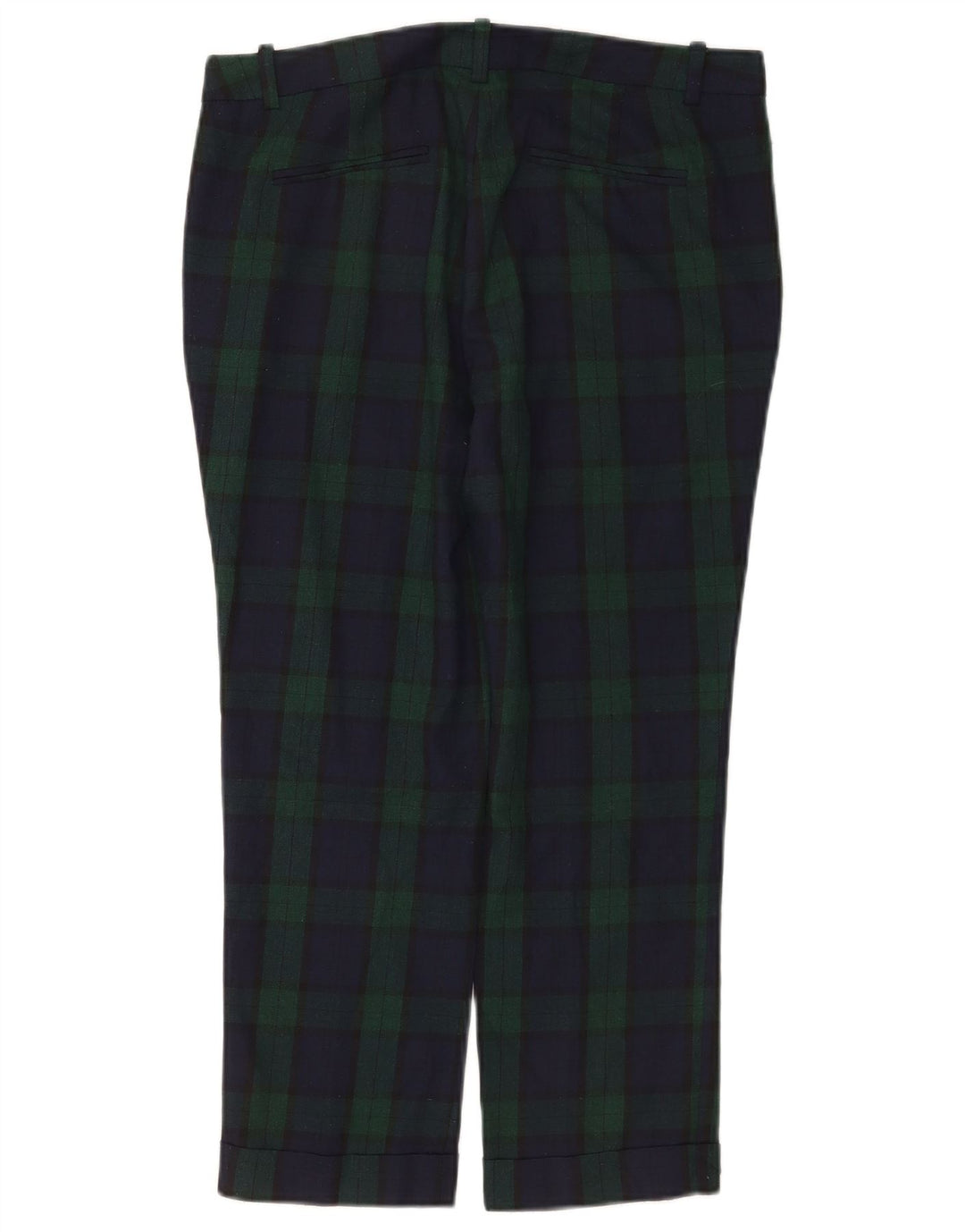 Zara Straight Cropped Bukser Medium W30 L24 Grøn Ternet polyester